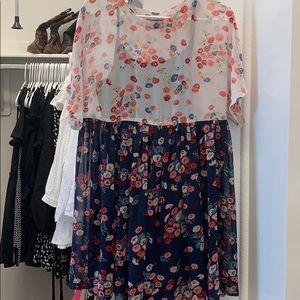 Navy and White Floral Dress